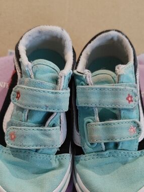 Vans Kids Light Teal Velcro Sneakers